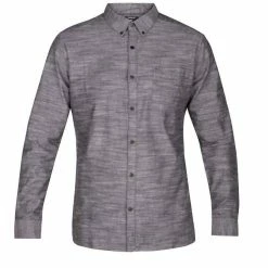 Budget 🎉 Hurley Men'S One And Only Textured Long Sleeve Button Up in Black ❤️