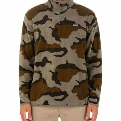 Best Sale 😍 Hurley men Mesa Windchill Quarter Zip Pullover Fleece Jacket in Medium Olive ✔️