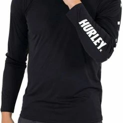 Deals 😀 Hurley men H20-Dri Fastlane Hybrid Long Sleeve in Black 🎁