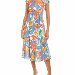 Cheap 🛒 women London Times Ruffle Midi 👗 Dress ✔️