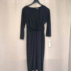Outlet 💯 London Times 👩 women 3/4 Length Sleeves 👗 Dress in Black Sparkle ⌛