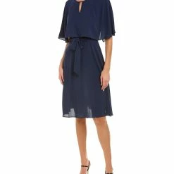 Promo ✔️ women London Times Pebble Crepe Midi 👗 Dress ⭐